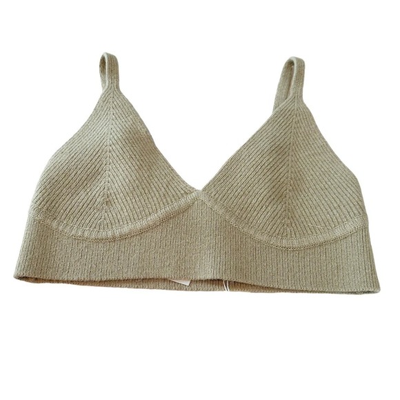 Jonathan Simkhai Ribbed Lambswool Cashmere Blend Knit Bra Top Size Medium - Picture 2 of 8